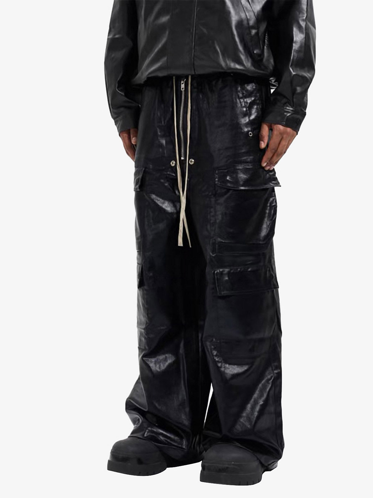 RO-style multi-pocket matte coated overalls - 2094 