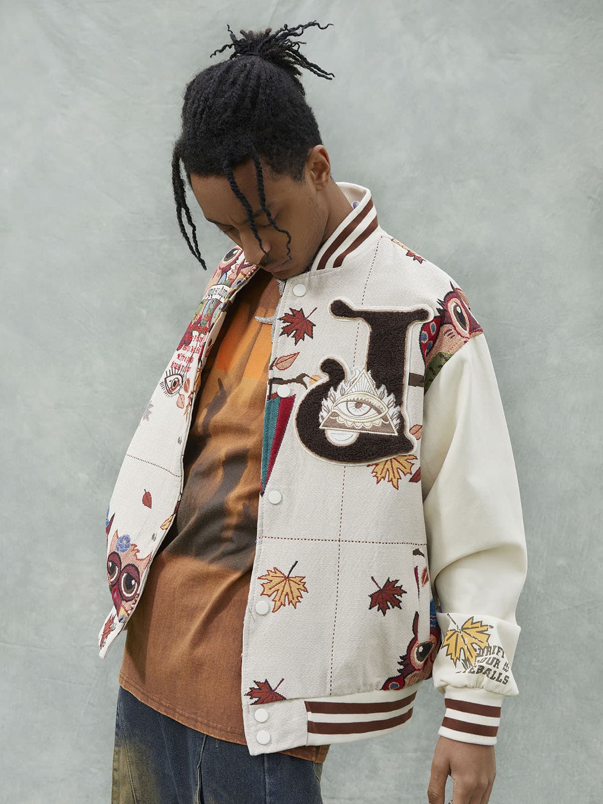 Thesupermade Owl Patch Embroidered Baseball Jersey 
