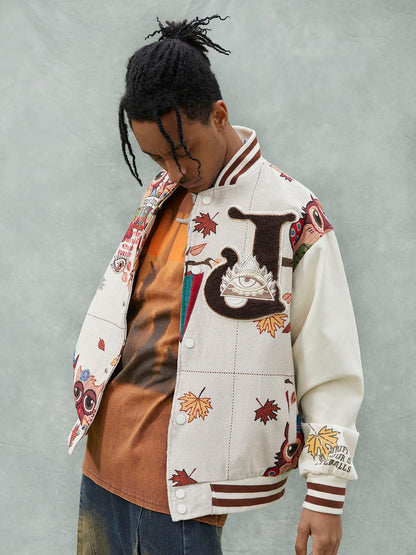 Thesupermade Owl Patch Embroidered Baseball Jersey 