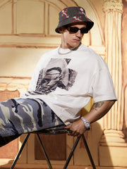 Cross And Portrait Denim Bucket Hat 
