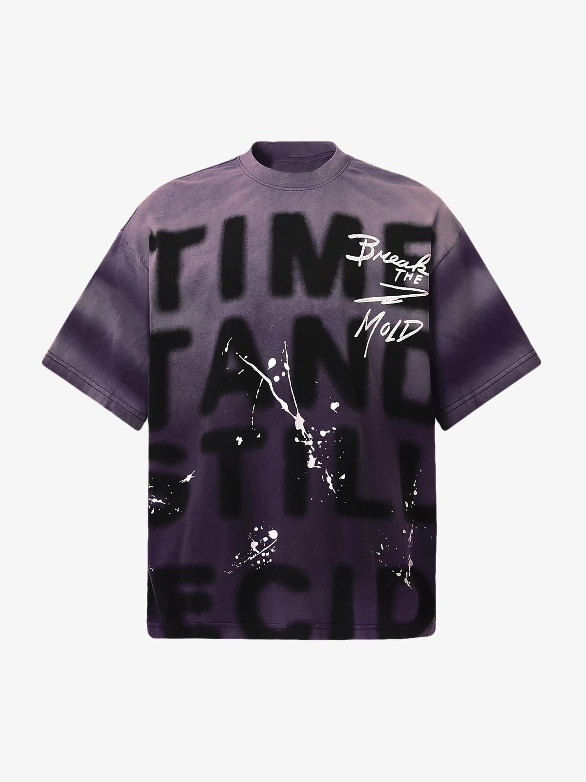 Ink Splash Letter Print T-shirt - 2414 