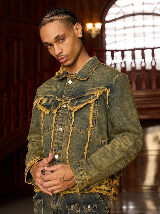 Thesupermade Distressed Washed Denim Jacket 
