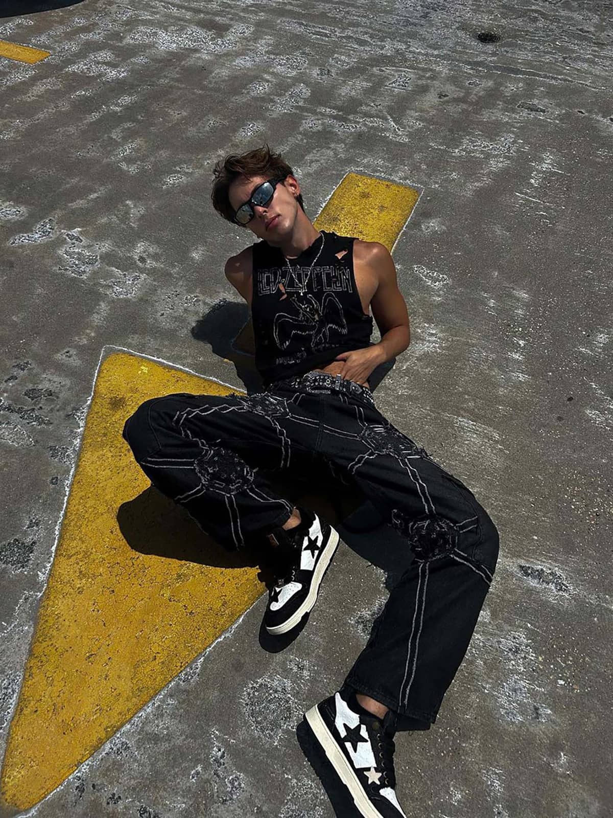 Thesupermade High Street Hip-Hop Spider Web Denim Pants-1512 