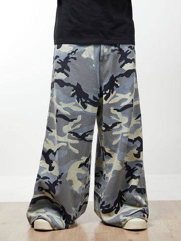 Street Retro Camouflage Baggy Jeans - 2395 