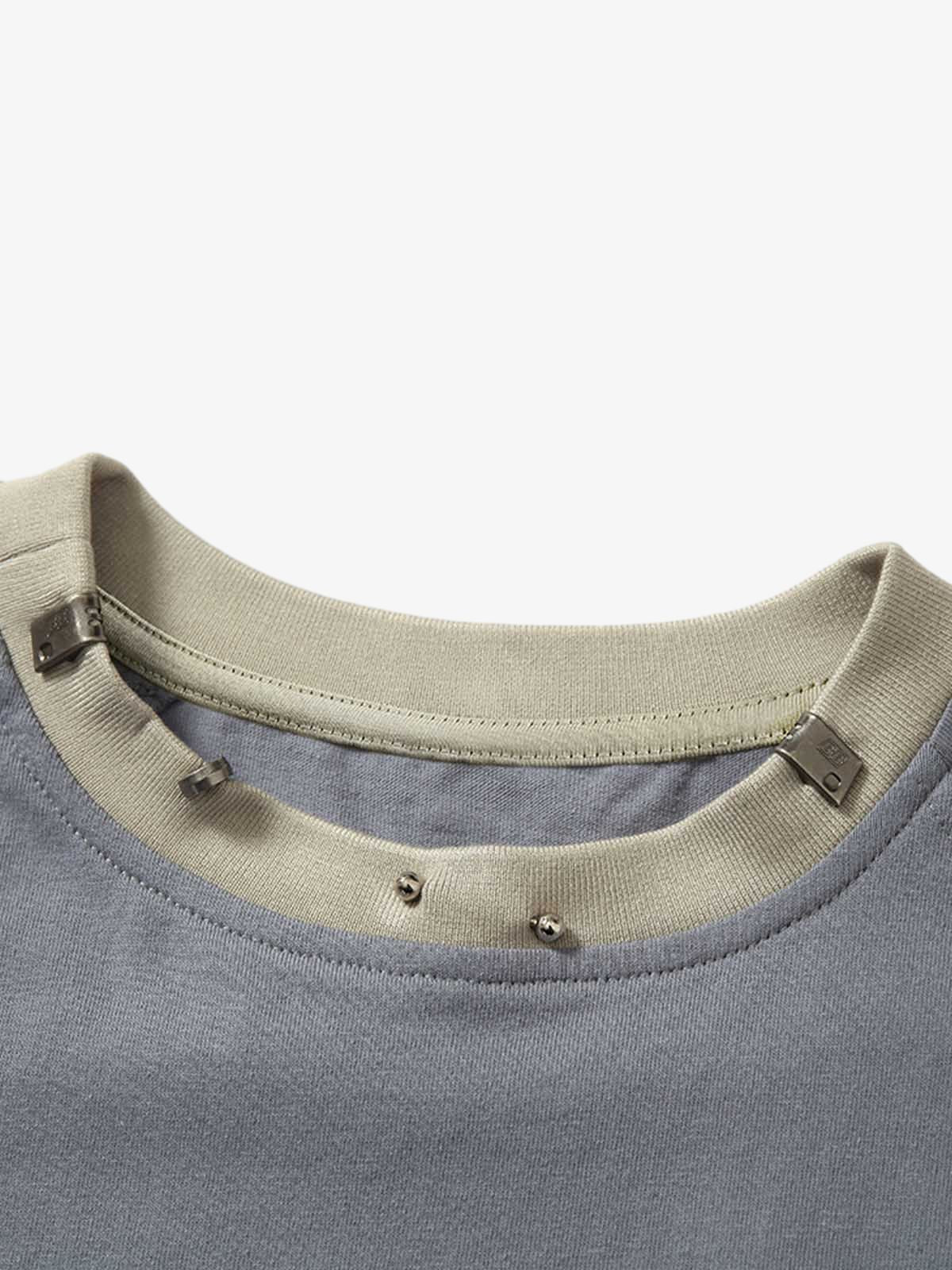 Heavy Washed Street Metal Collar T-shirt 