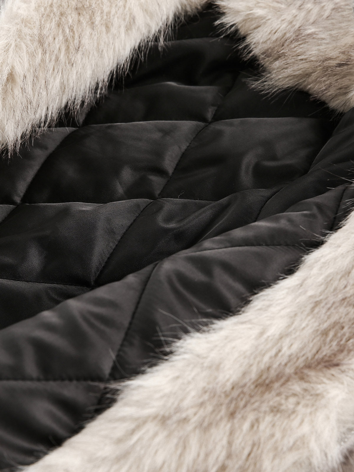 Spliced Fur Hooded Quilted Jacket - 2285 