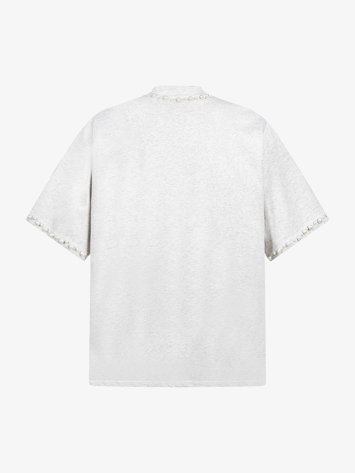 Elegant Pearl-Embellished Oversized T-Shirt 