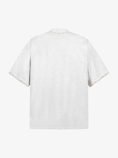 Elegant Pearl-Embellished Oversized T-Shirt 