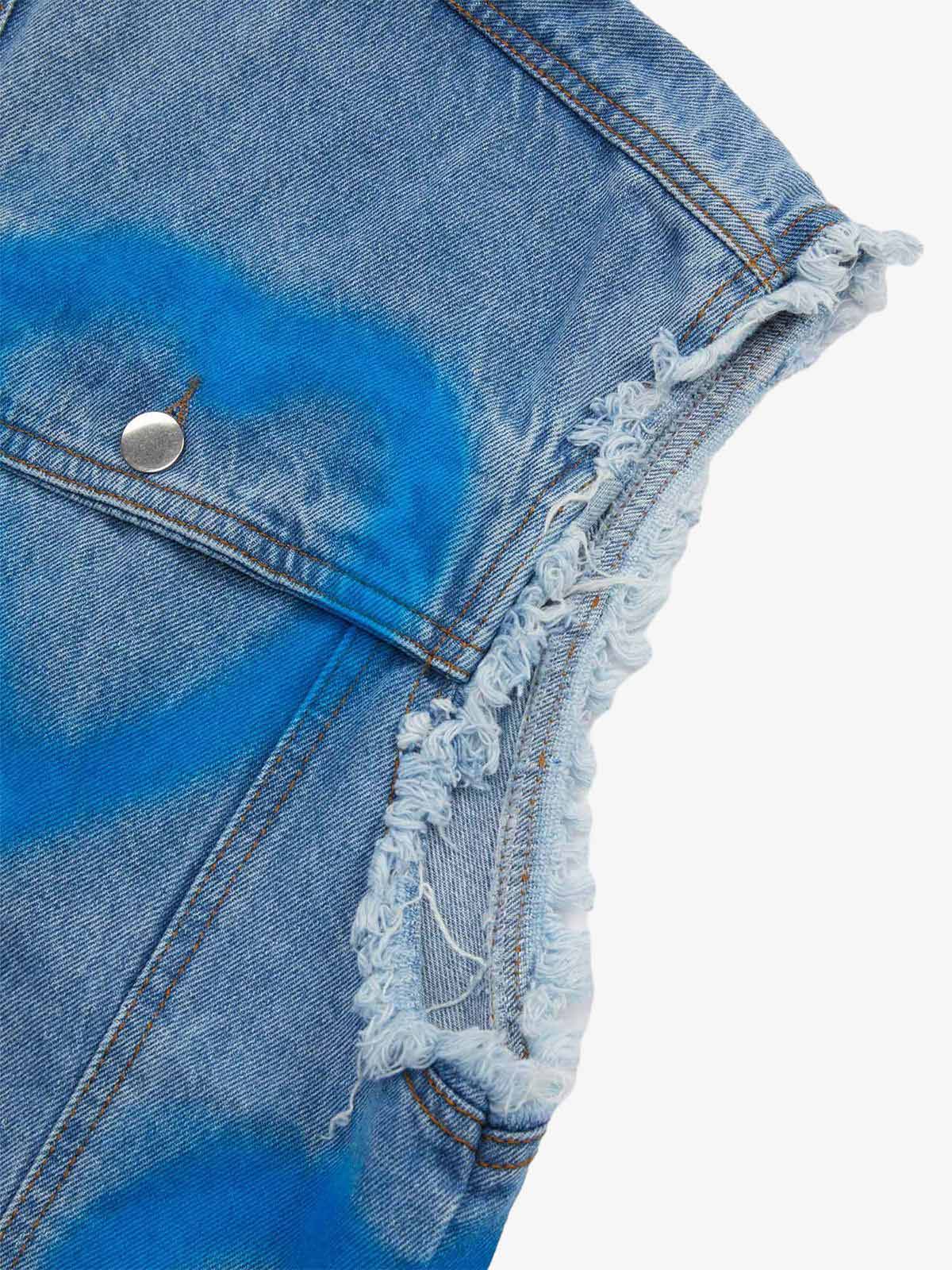 American Spray-painted Love Sleeveless Denim Jacket - 1972 
