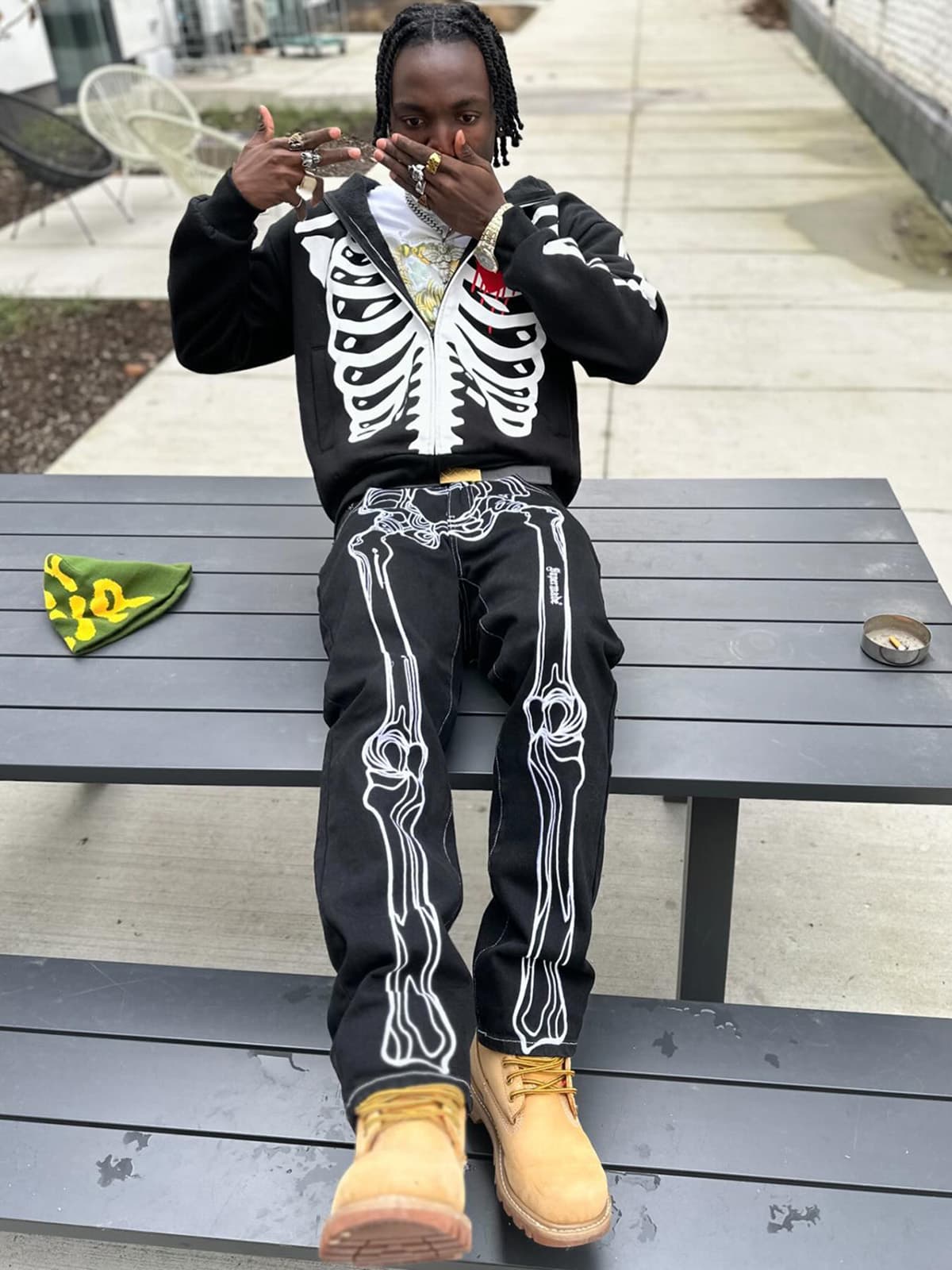 Thesupermade Hip Hop Bones Embroidered Jeans - 1859 