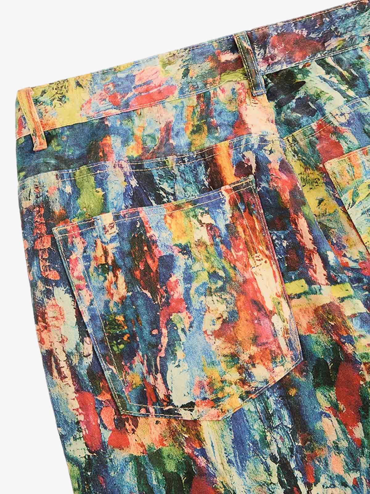 Street Oil Painting Color Straight Jeans - 2348 