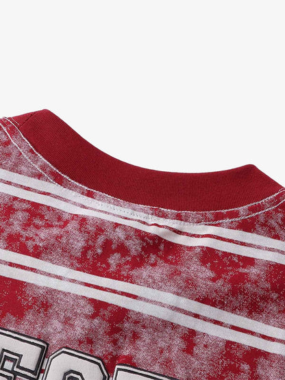 Graphic Lettering Striped Oversized T-Shirt 
