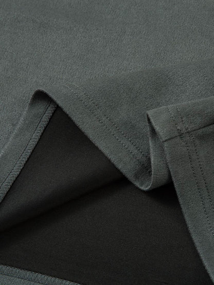 Retro Quarter Zip Up Suede Embroidered T-shirt 