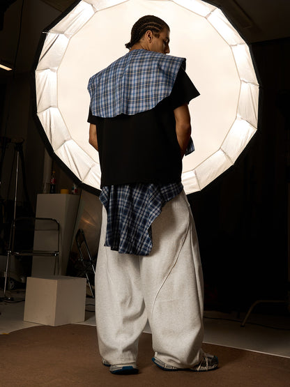 Plaid Belt Barrel Pants 