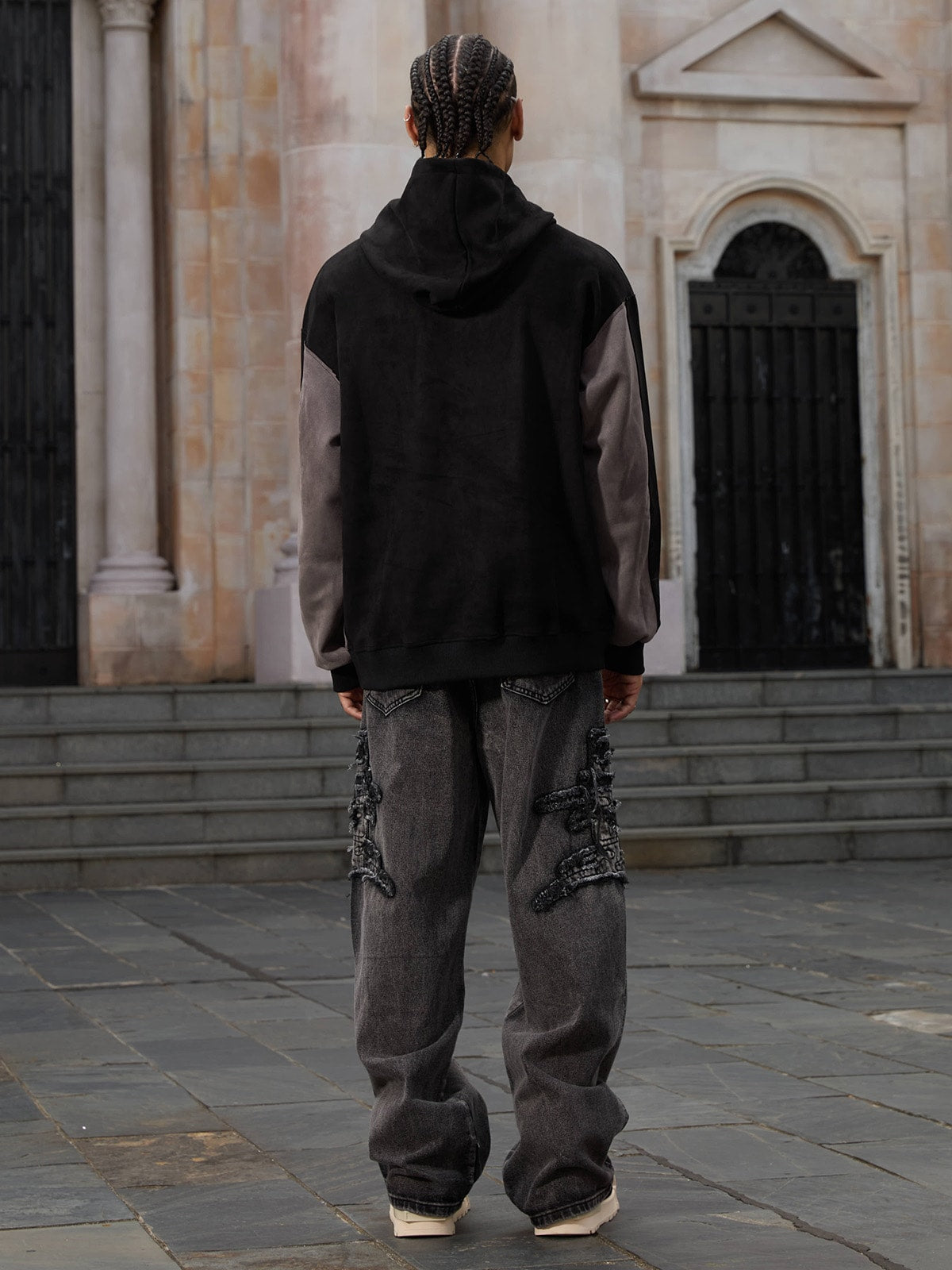 Thesupermade Raw Edge Patch Straight Jeans 