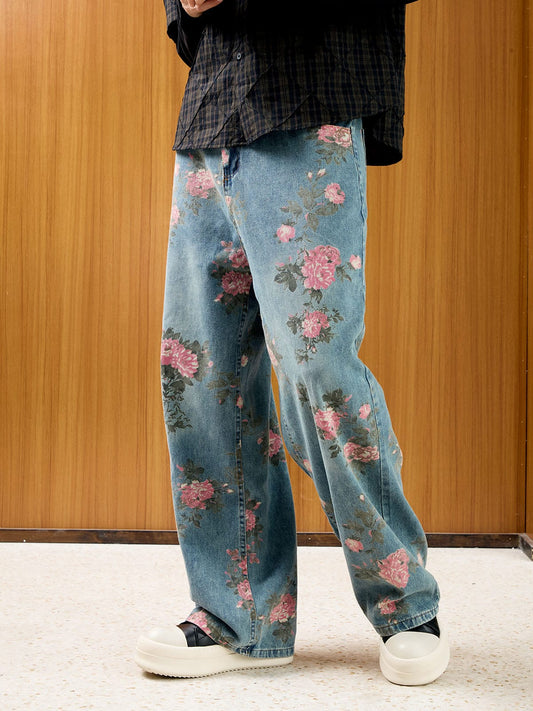 Thesupermade Floral Print Straight Jeans - 2409 