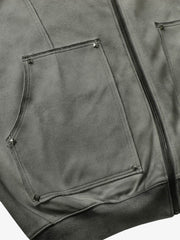 Street Washed Distressed Stitching Rivet Hooded Jacket 