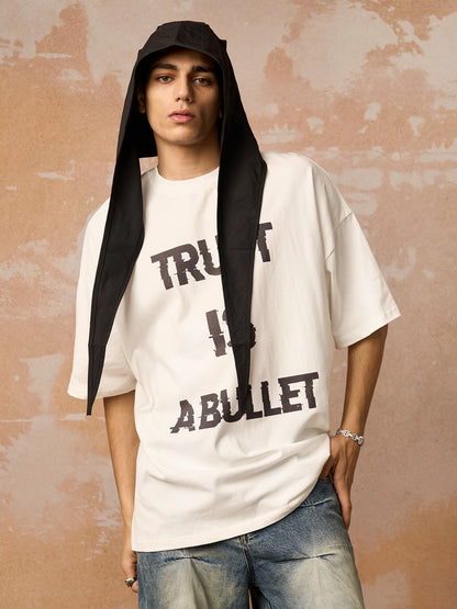 Original ”Trust is a Bullet“ Graphic Slogan T-Shirt 