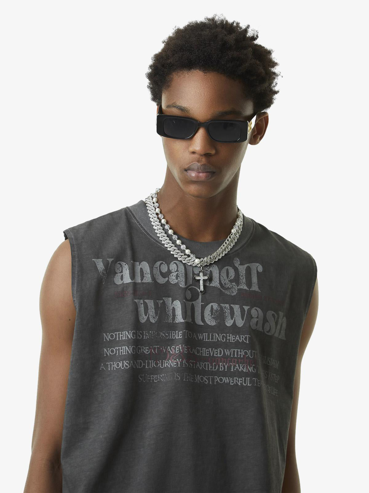 Thesupermade Heavy Worker Washed And Broken Retro Font VEST 
