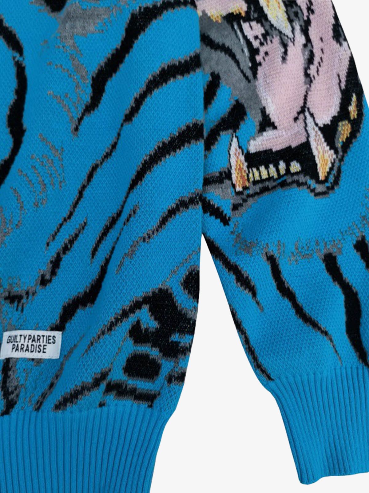 Tiger Crew Neck Knitted Sweater 