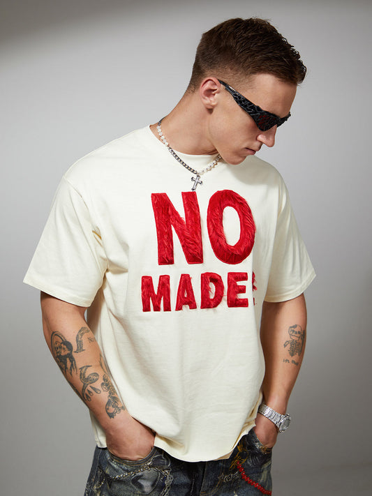 Heavy Retro Patch Embroidered T-shirt - 2398 