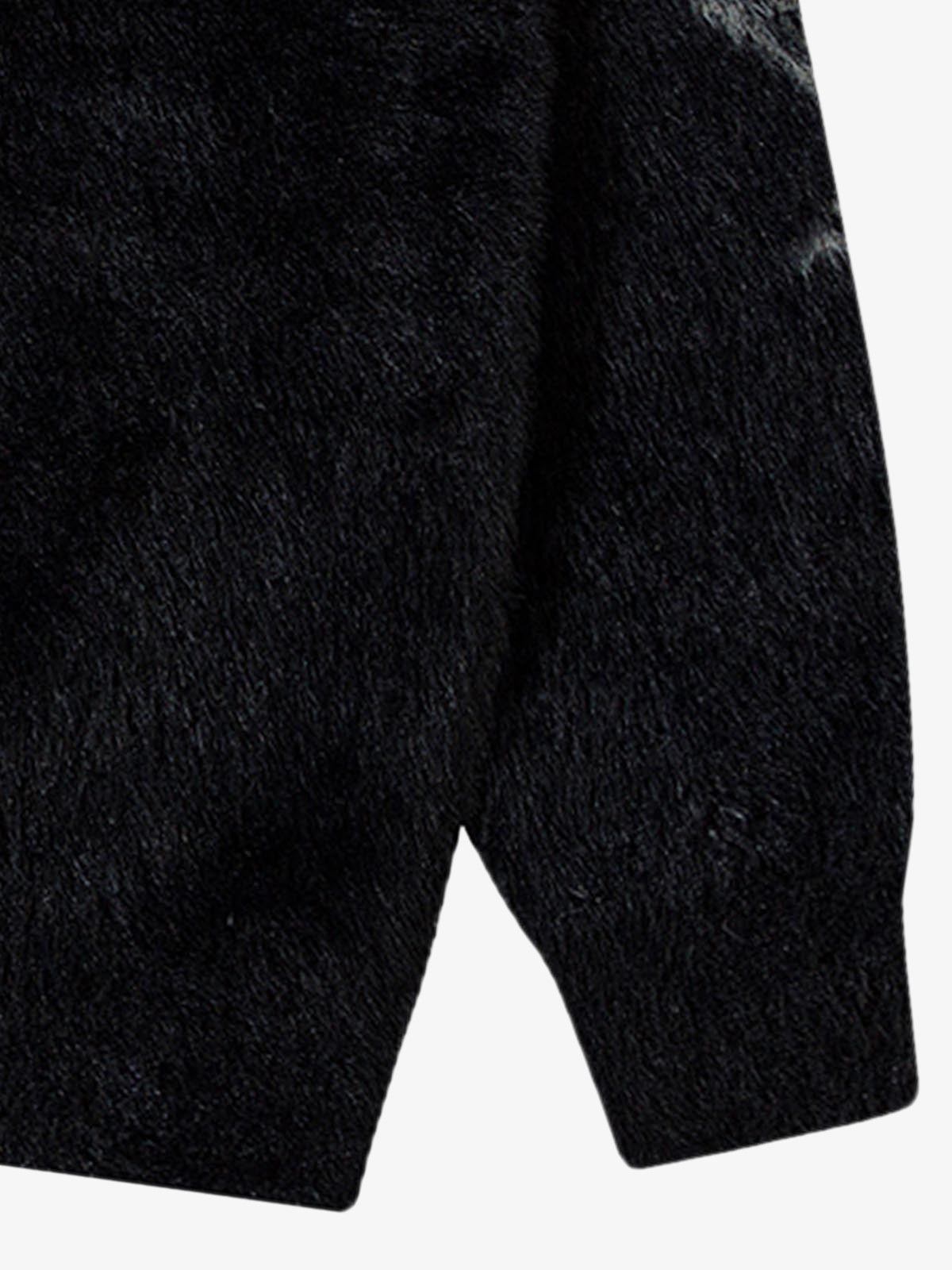 Thesupermade Graffiti Faux Mink Fur Zip Up Sweater 