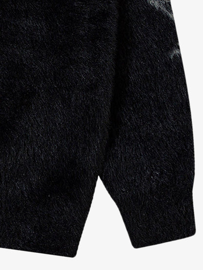 Thesupermade Graffiti Faux Mink Fur Zip Up Sweater 