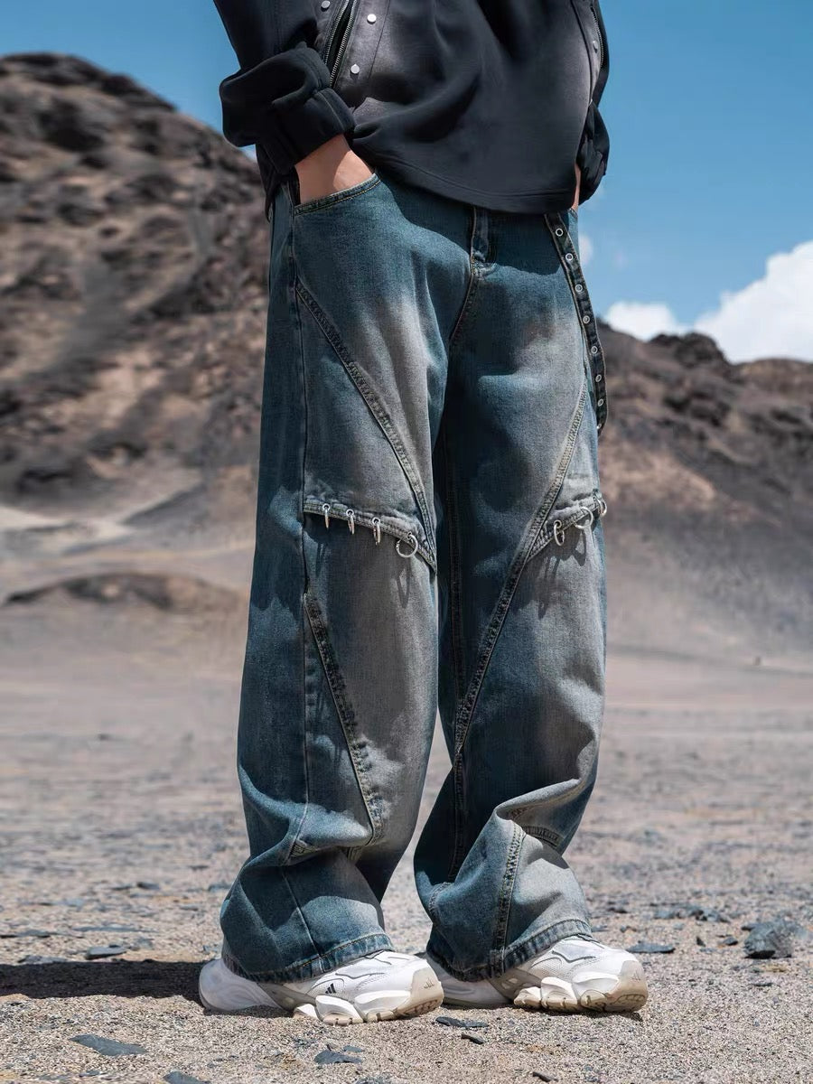 Thesupermade Washed Distressed Baggy Jeans - 2233 