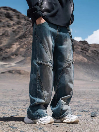 Thesupermade Washed Distressed Baggy Jeans - 2233 