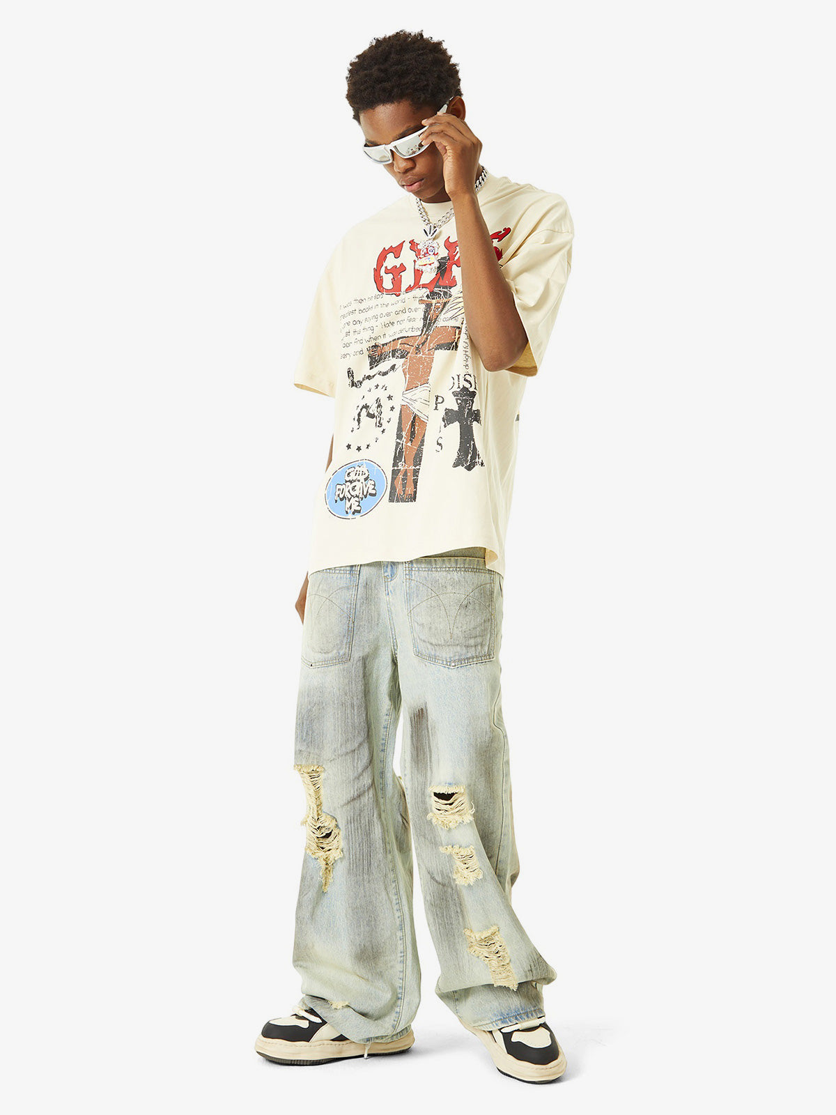 Thesupermade Funny Jesus Graffiti Street Rap T-shirt 