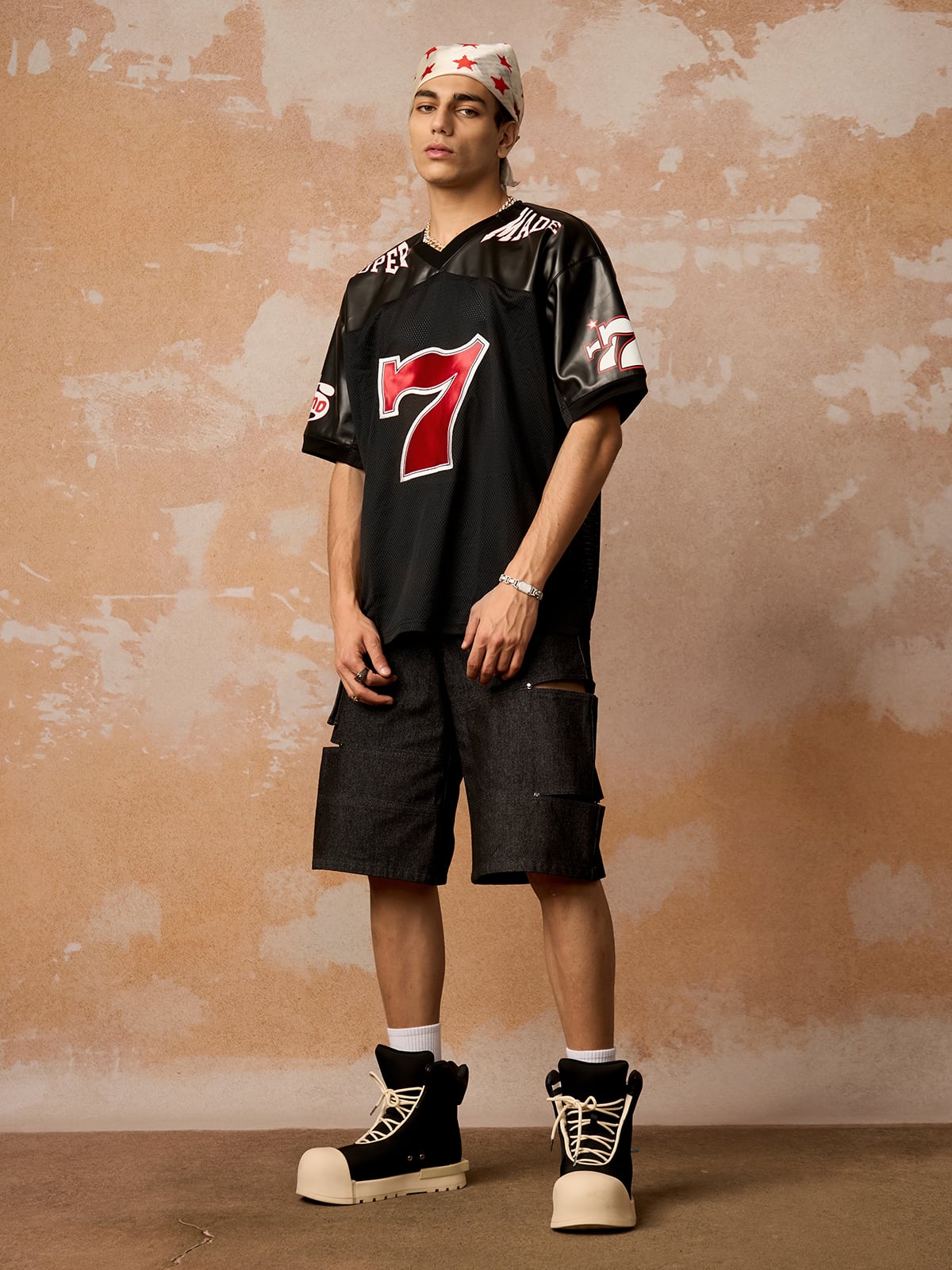 Original "SUPER 7" V-Neck Jersey T-SHIRT 