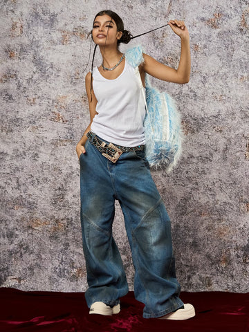 Dirty Dye Baggy Barrel Jeans 