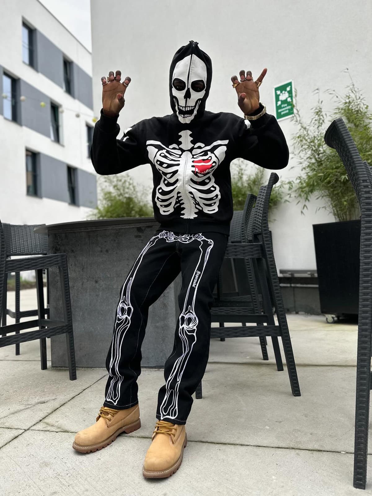 Thesupermade Hip Hop Bones Embroidered Jeans - 1859 