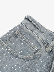 Distressed Rhinestone Denim Jorts - 2454 