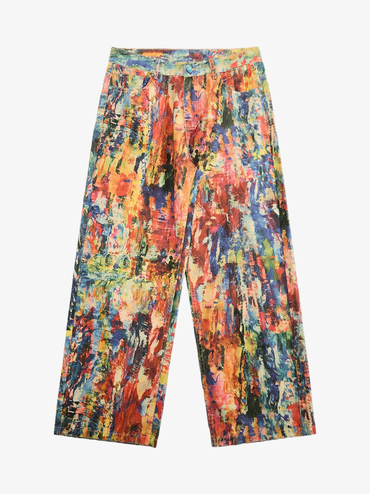 Street Oil Painting Color Straight Jeans - 2348 