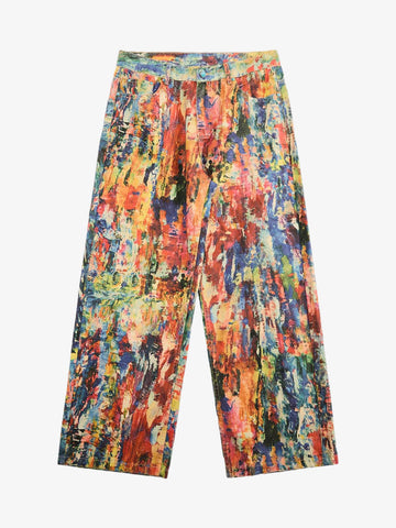 Street Oil Painting Color Straight Jeans - 2348 