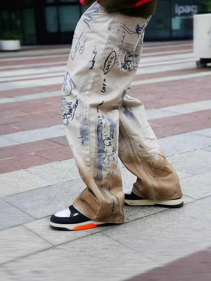 Thesupermade Hand-painted Graffiti Baggy Jeans - 1885 