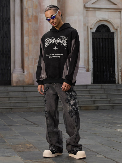 Thesupermade Raw Edge Patch Straight Jeans 