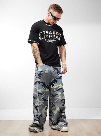 Street Retro Camouflage Baggy Jeans - 2395 