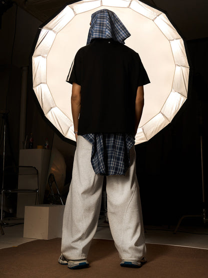 Plaid Belt Barrel Pants 