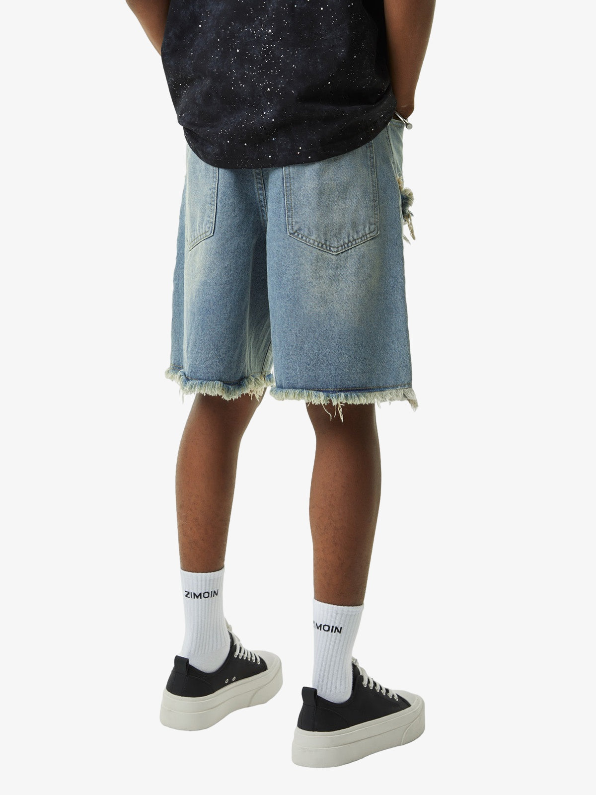 Thesupermade Retro Stitching Diamonds Embroidery Shorts 