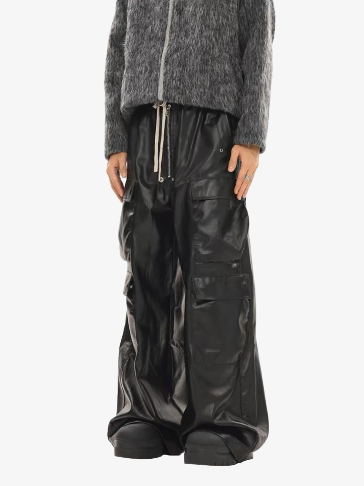 RO-style multi-pocket matte coated overalls - 2094 
