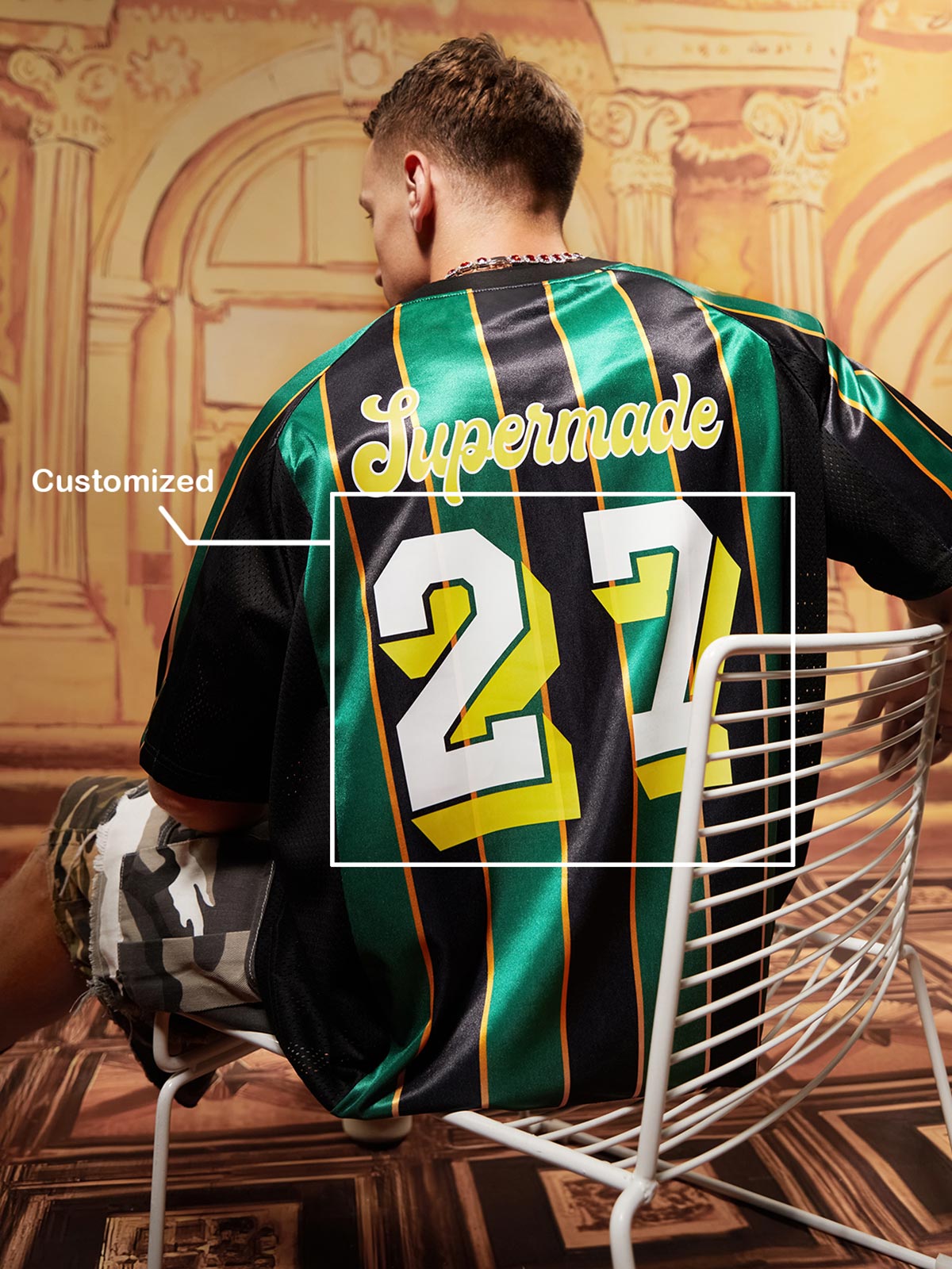 Original Retro Striped Spliced Sports Jersey T-Shirt - 2422 