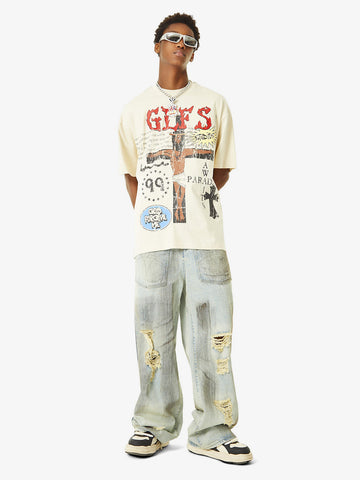 Thesupermade Funny Jesus Graffiti Street Rap T-shirt 