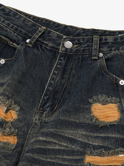 Distressed Washed Distressed Denim Set 