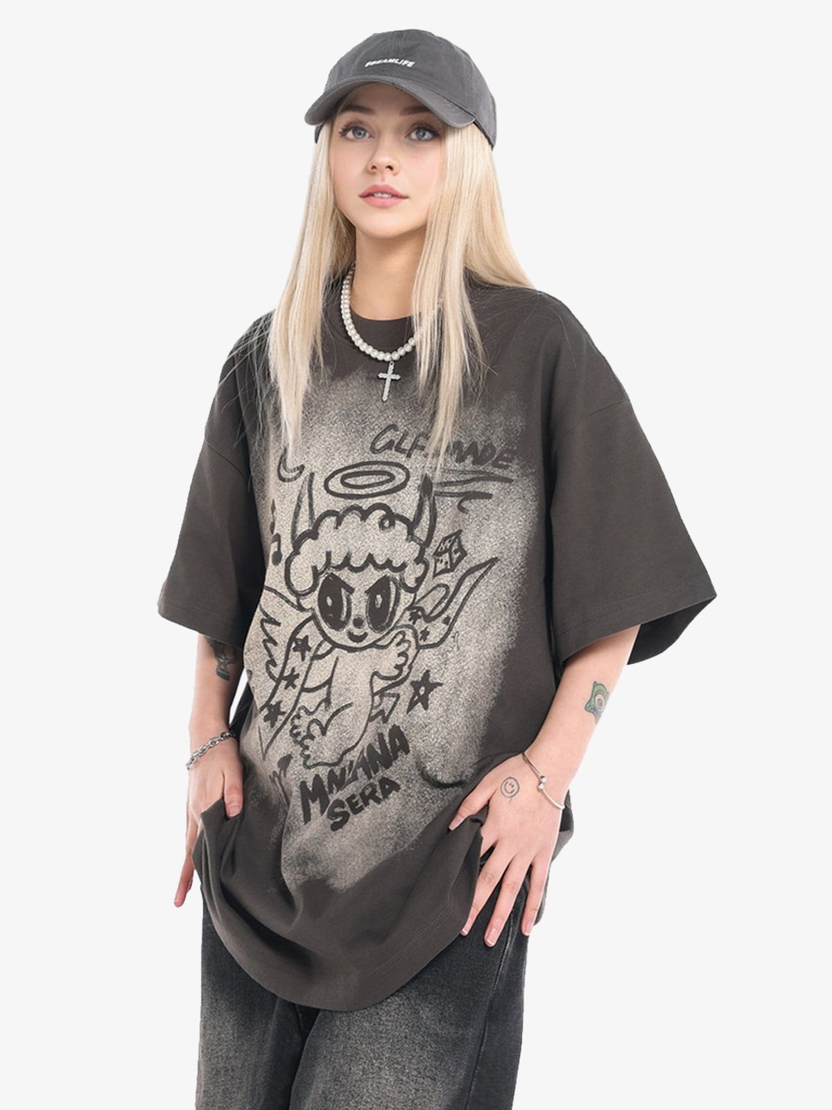 Oversized Angel Graphic T-Shirt 