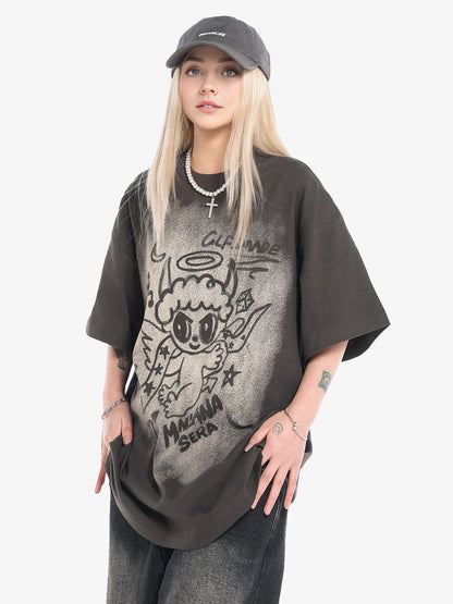Oversized Angel Graphic T-Shirt 