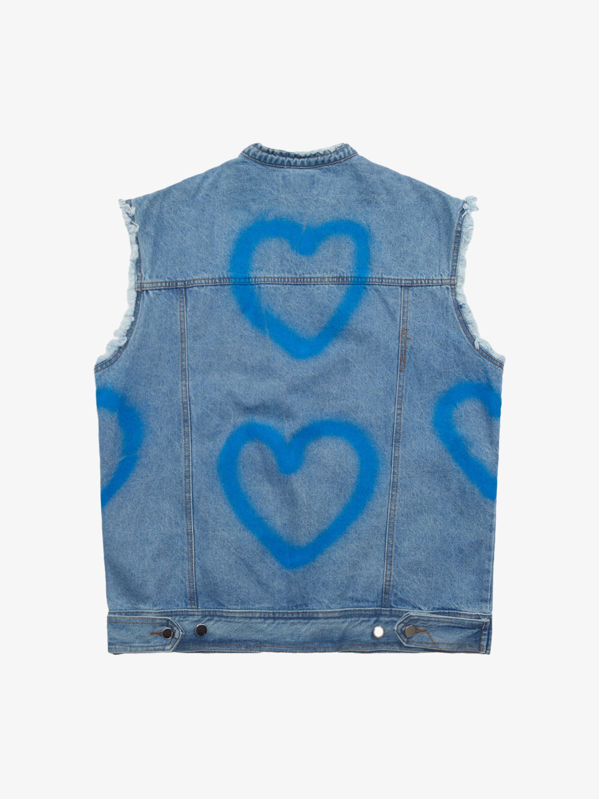 American Spray-painted Love Sleeveless Denim Jacket - 1972 