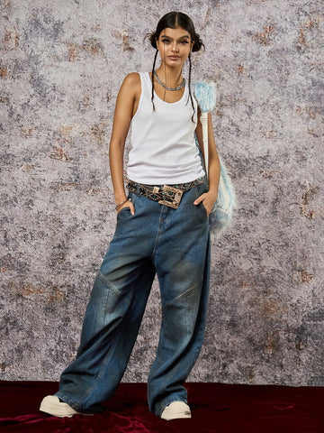 Dirty Dye Baggy Barrel Jeans 