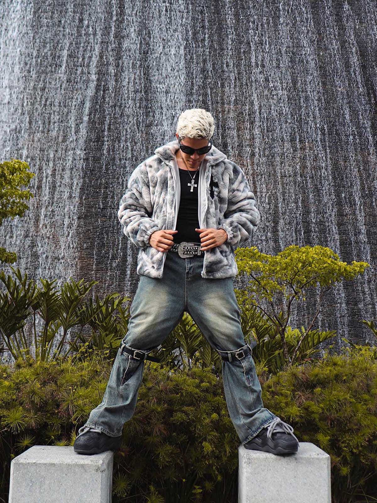 Heavy-Duty Faux Lambswool Tie-Dye Urban Jacket - 1558 
